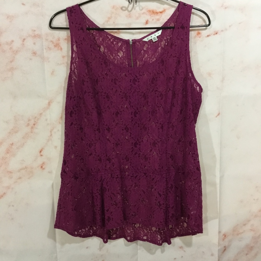 EUC Cabi Sleeveless Purple Lace Top Sz. M